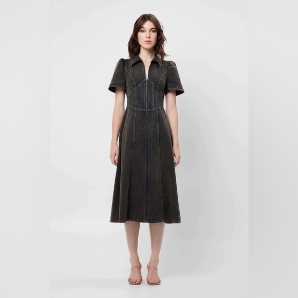ELLIATT Matisse Denim Short Sleeve Midi Dress Black Size S NWT - Picture 1 of 6
